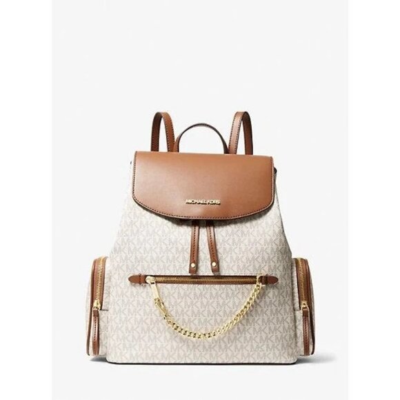 Michael Kors Collection Handbags - Michael Kors Jet Set Large Logo Vanilla Backpack